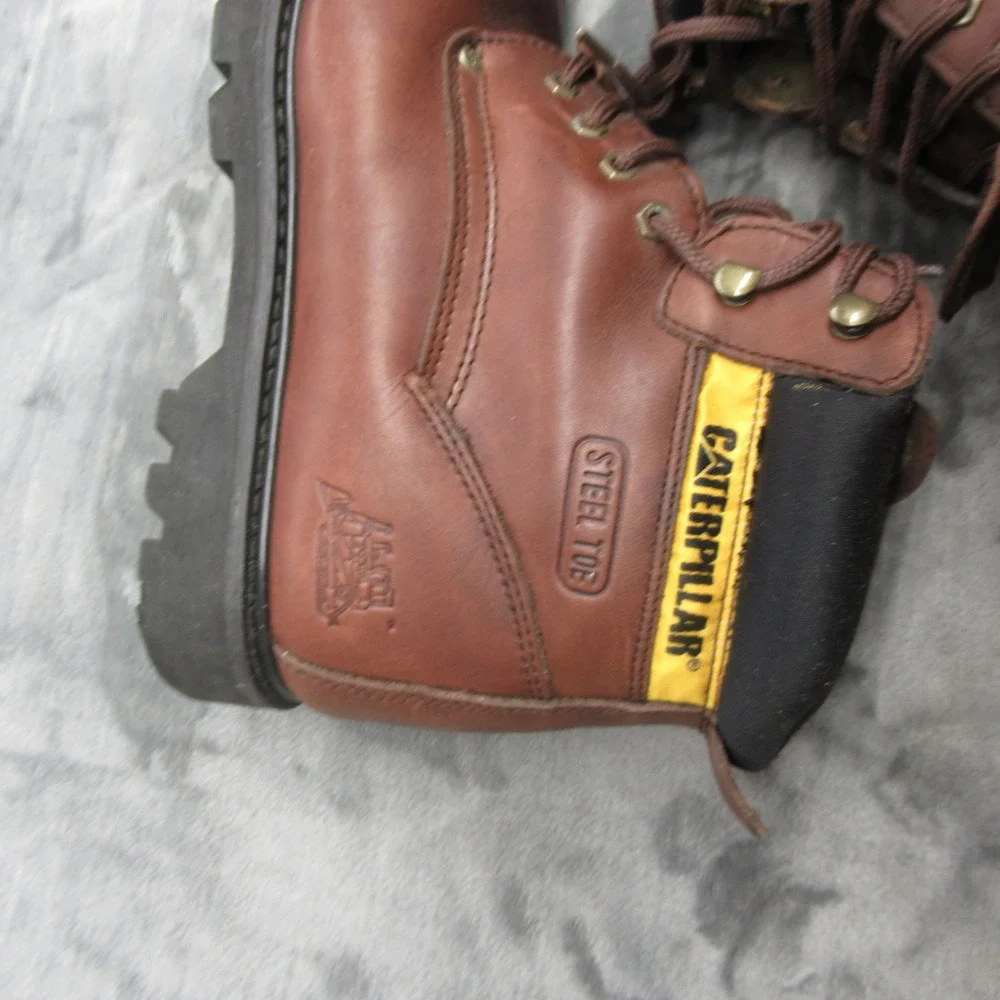 Caterpillar Work Boots Mens 11M Brown Steel Toe Leather Second Shift Lace‎ Up